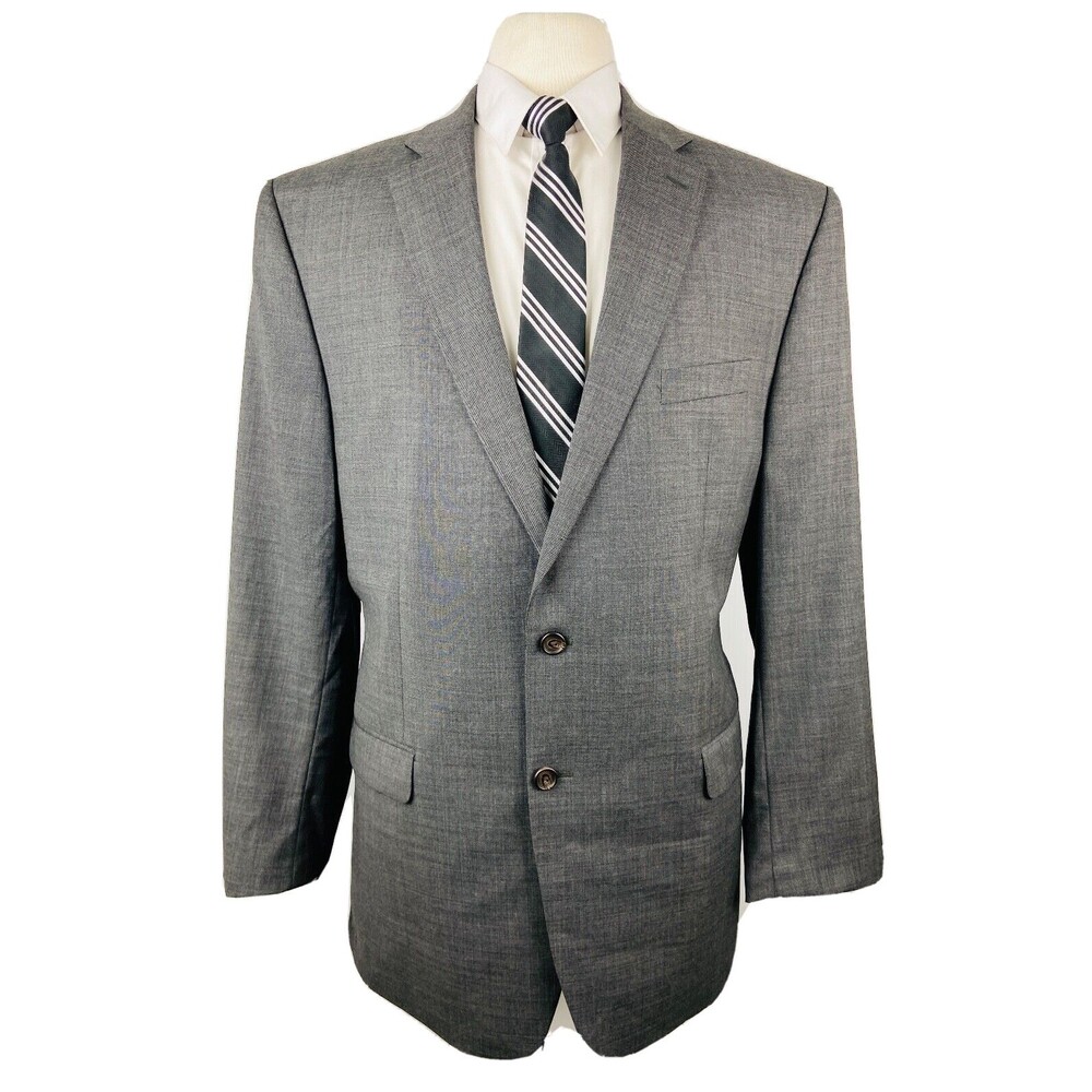 RALPH LAUREN MENS 44L SOLID GRAY SOFT 100% WOOL BLAZER SPORT COAT SUIT JACKET